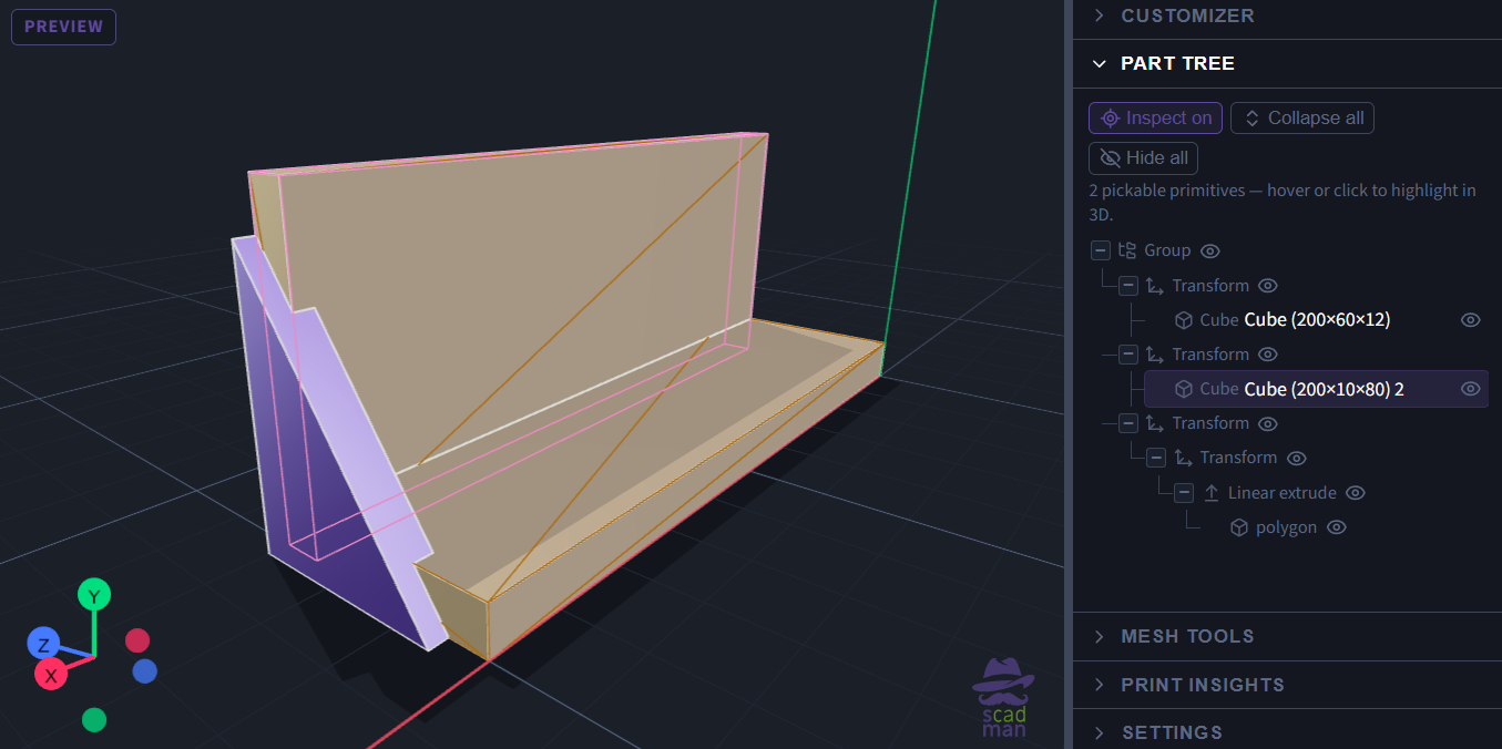 ILLUSTRATION: Exploded view of the three main parts (shelf board, back plate, triangular support)